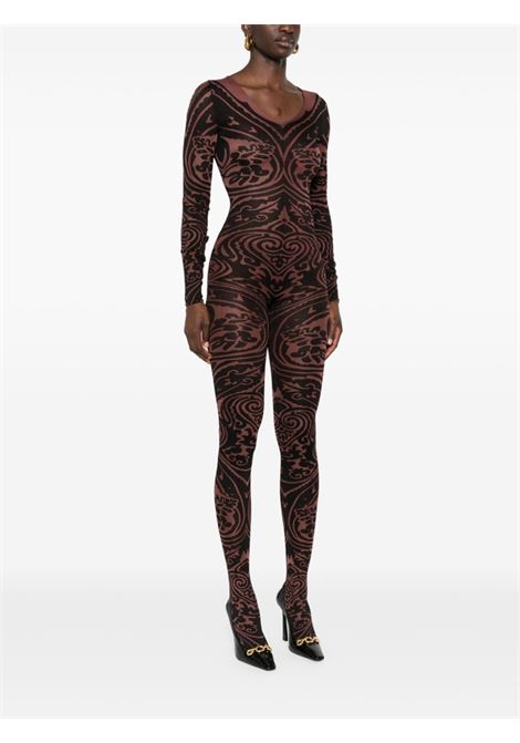 Black Body Tattoo V-neck catsuit Wolford x etro - women WOLFORD X ETRO | 583089294